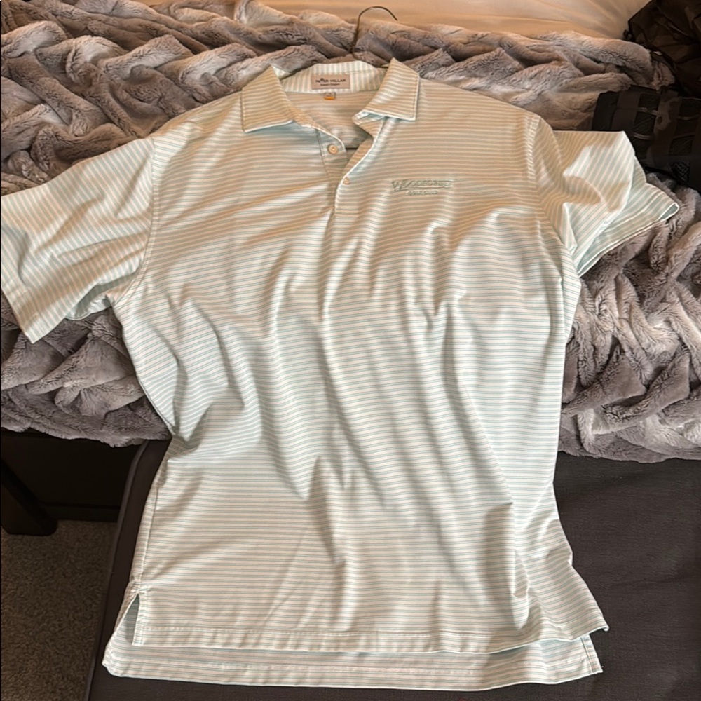 Men's Light Blue Striped Polo Shirt